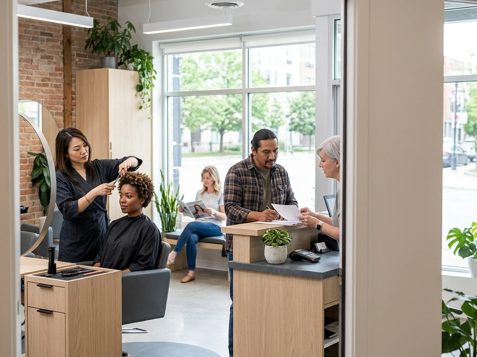 Working modern salon interior in Barrie