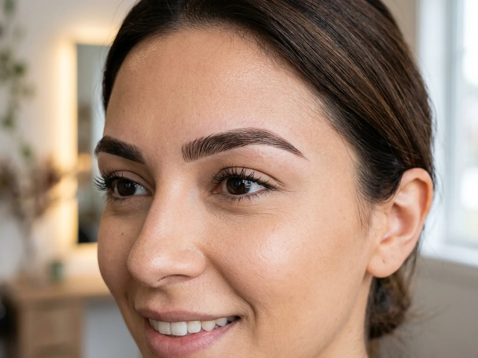 Professional brow shaping result at a Canadian beauty salon
