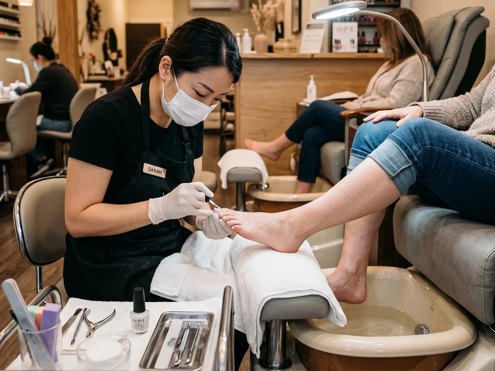 Classic pedicure service at a Canadian nail salon