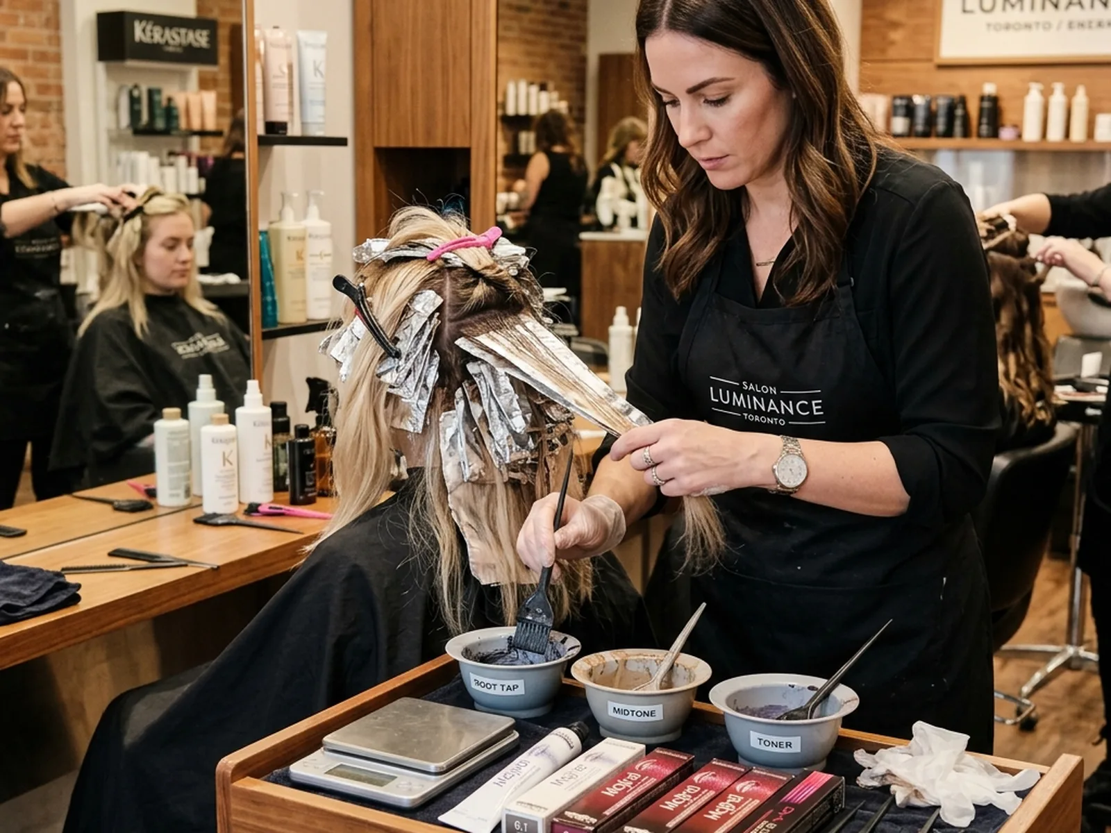 Hair colour correction process at a Canadian salon