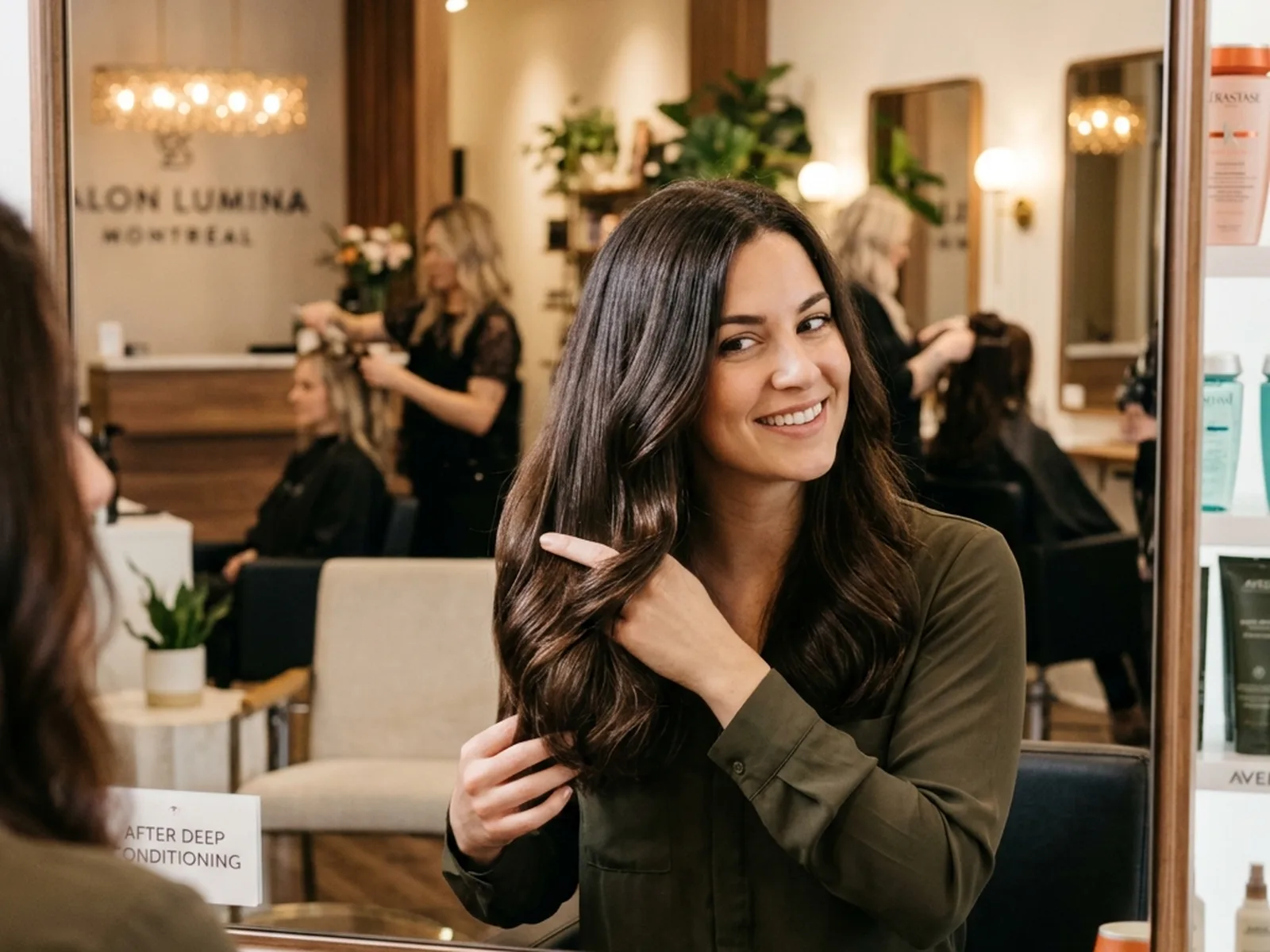 Healthy hair after deep conditioning at a Canadian salon