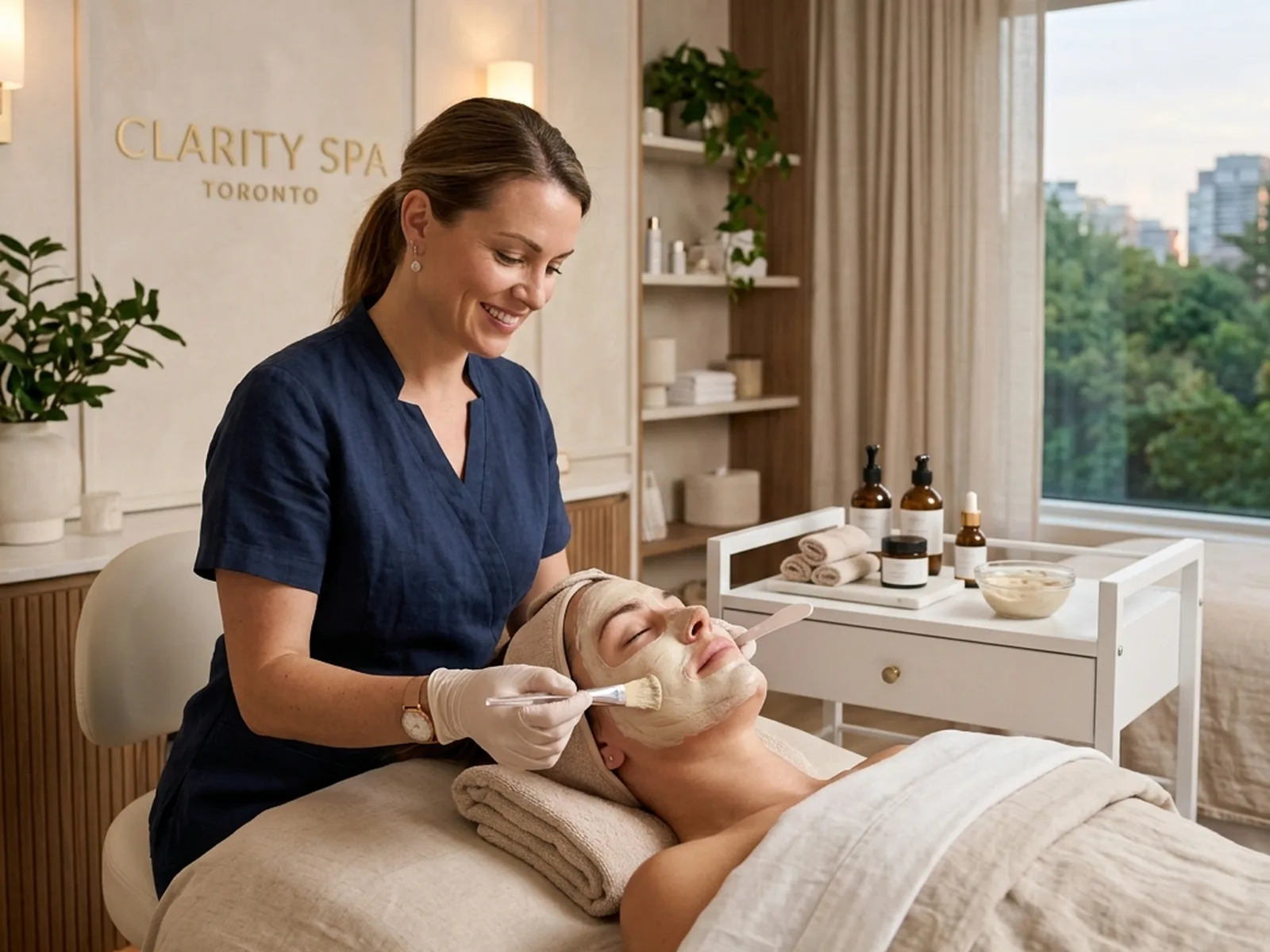 Professional facial skincare treatment at a Canadian spa
