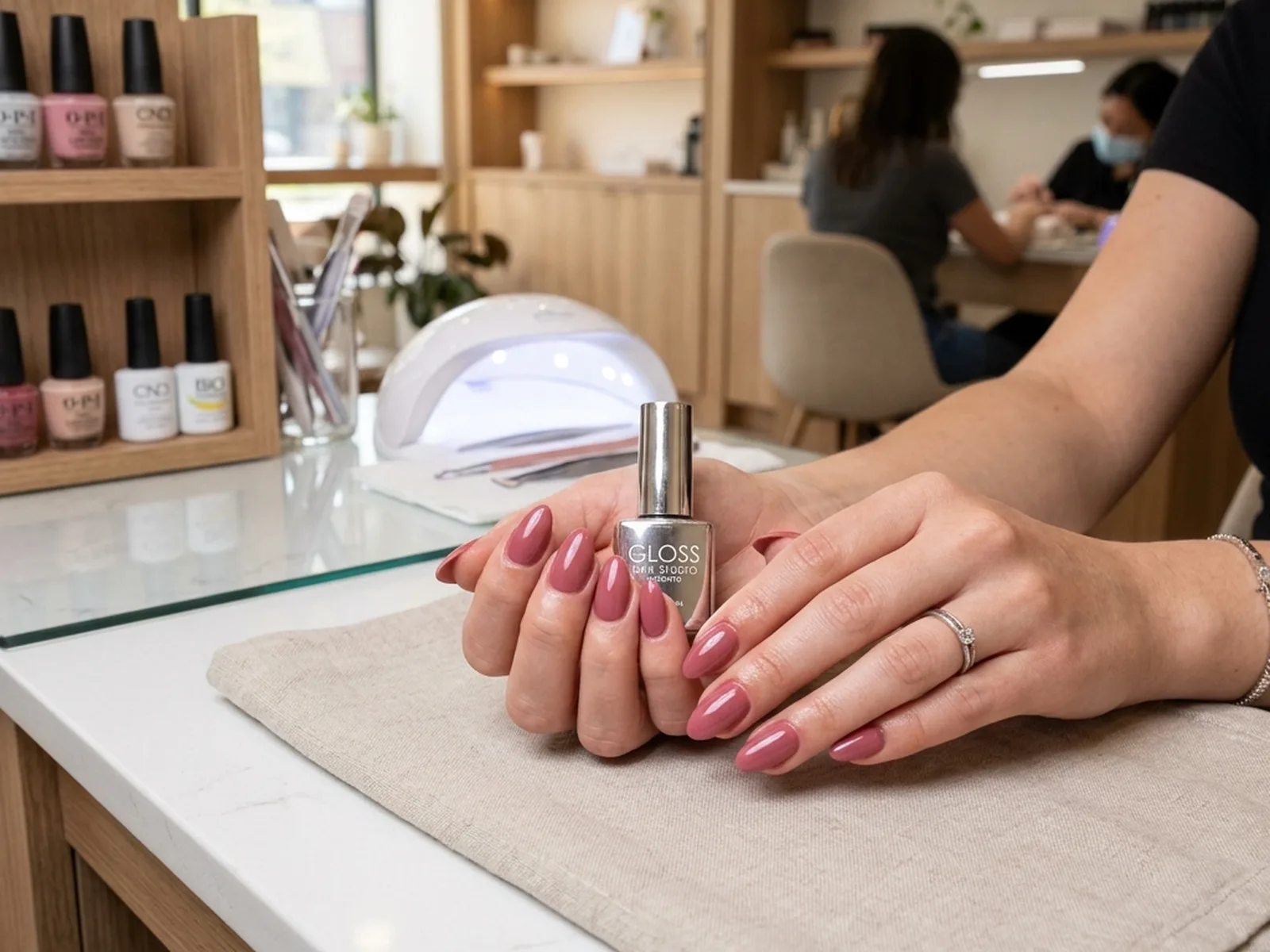 Finished gel nails result at a Canadian nail salon