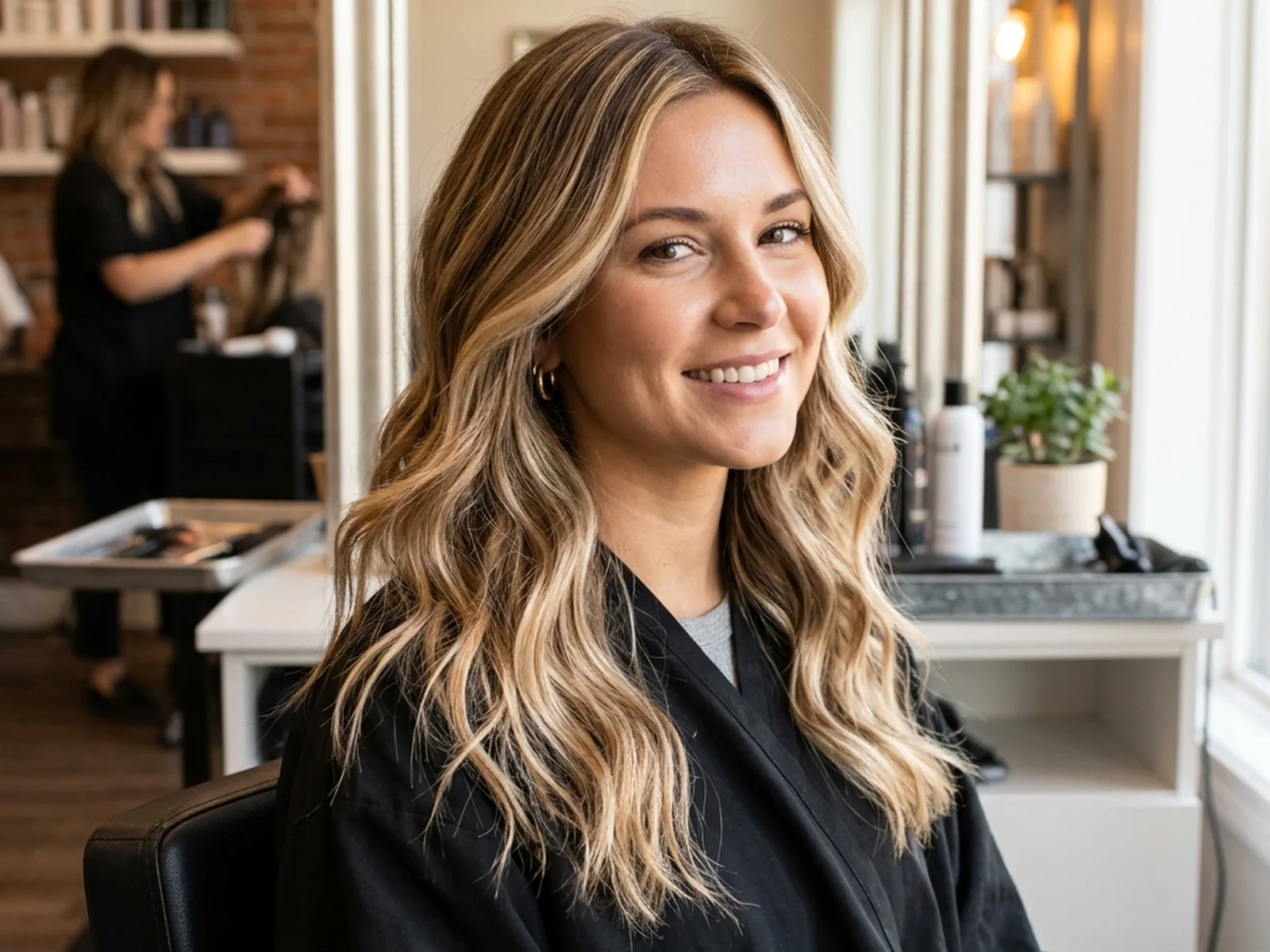Beautiful highlights hair colour result at a Canadian salon