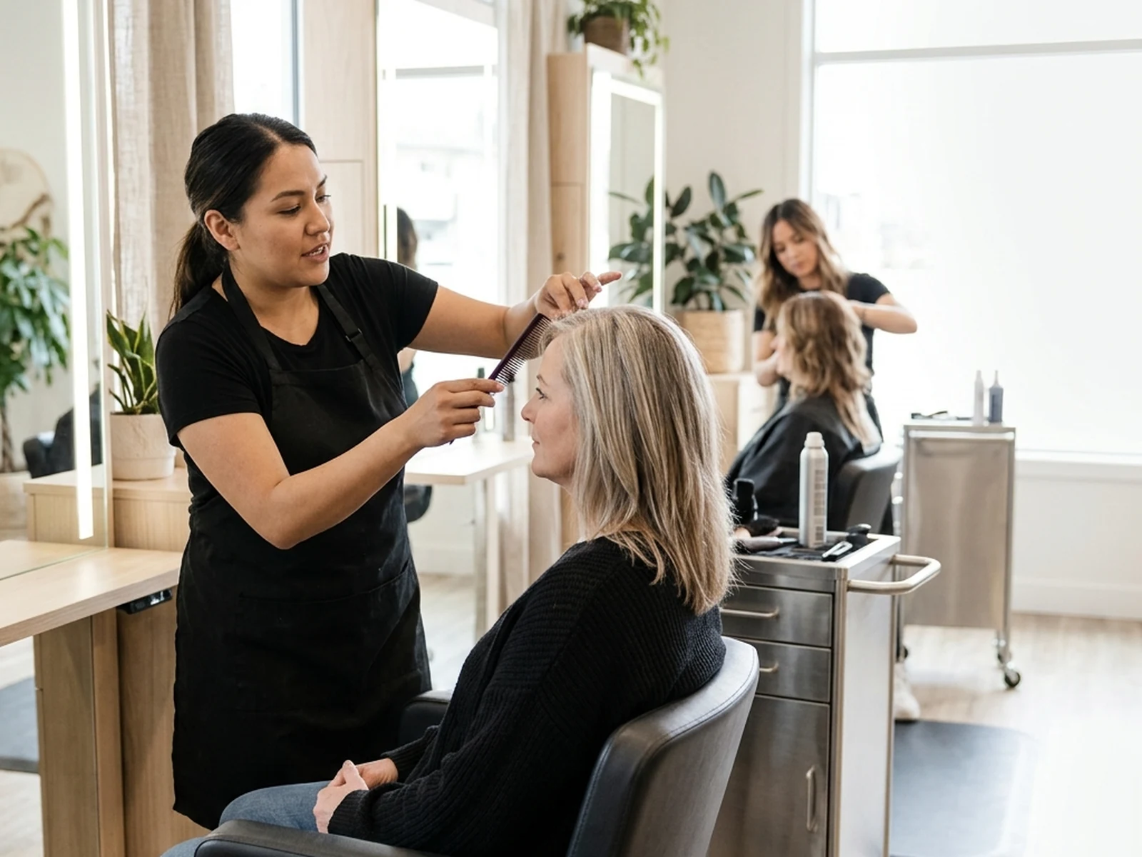 Natural-light independent salon interior in Kelowna