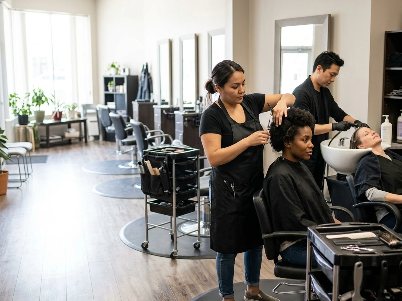 Modern working hair salon interior in Regina