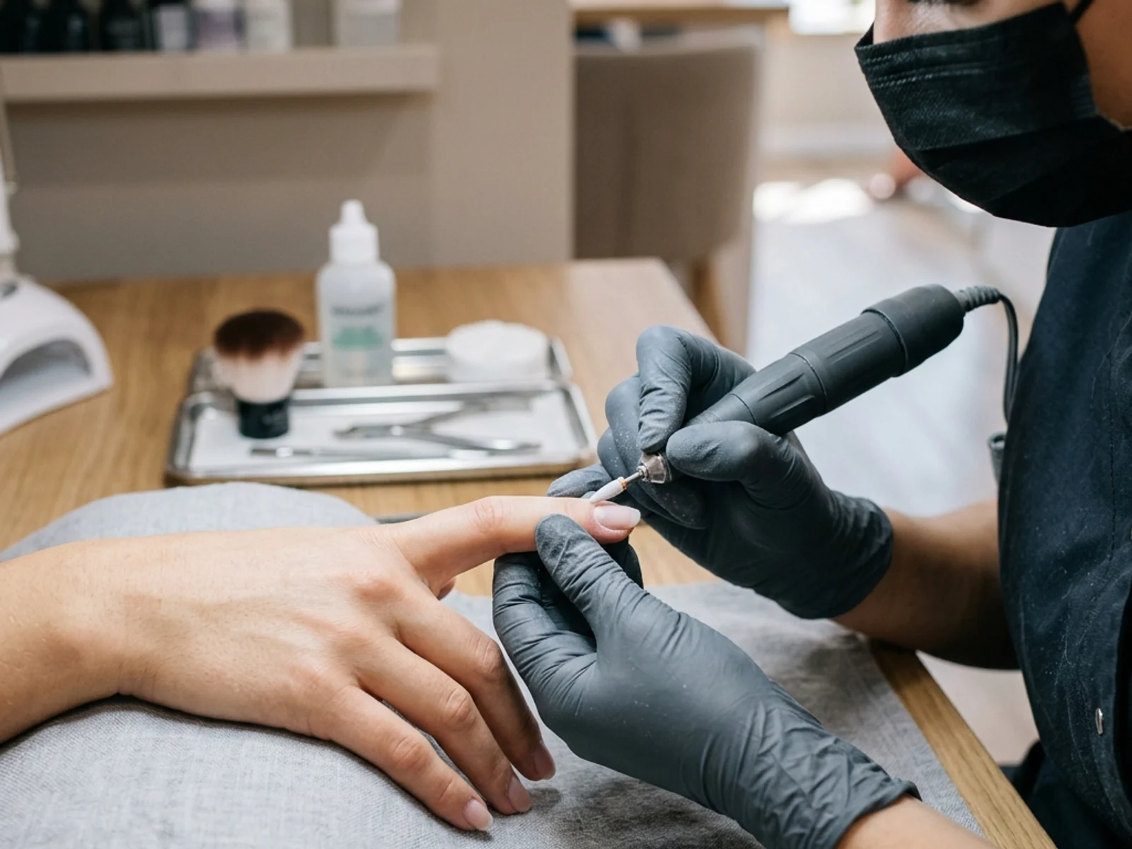 Professional Russian manicure technique at a Canadian nail salon