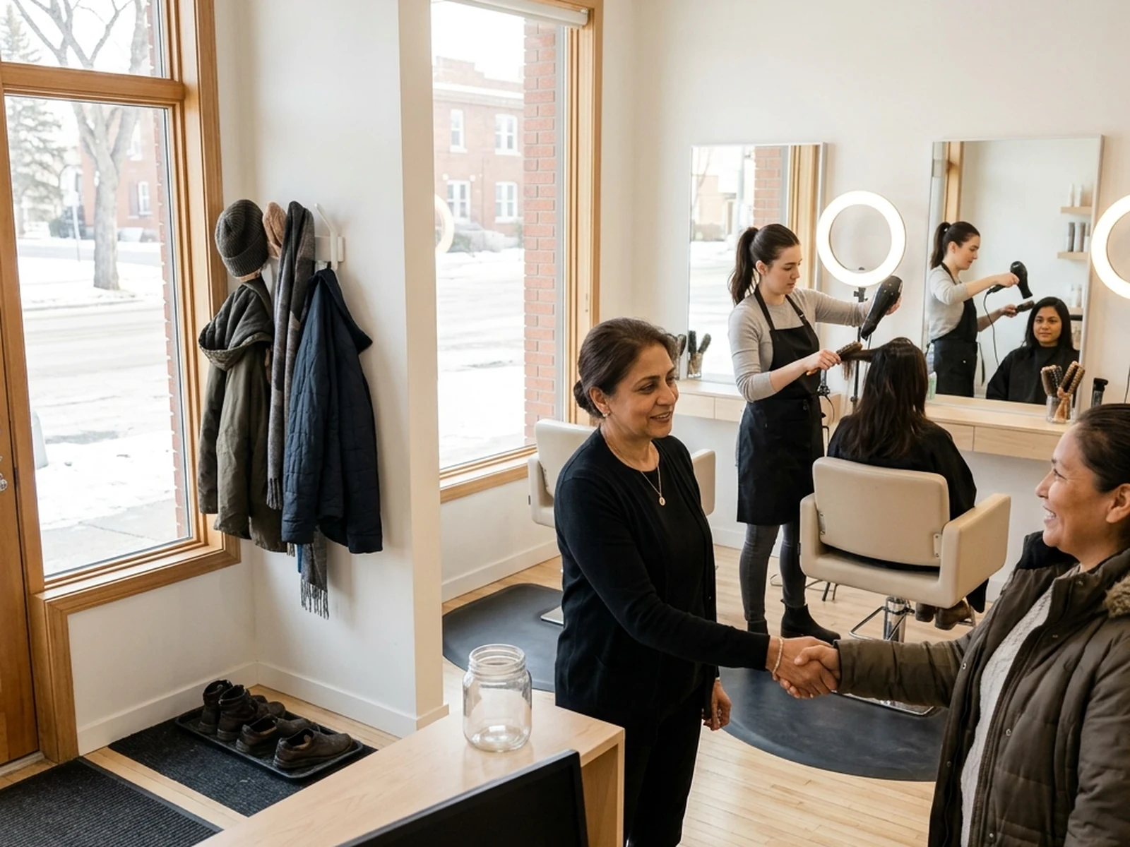 Welcoming neighbourhood salon interior in Saskatoon