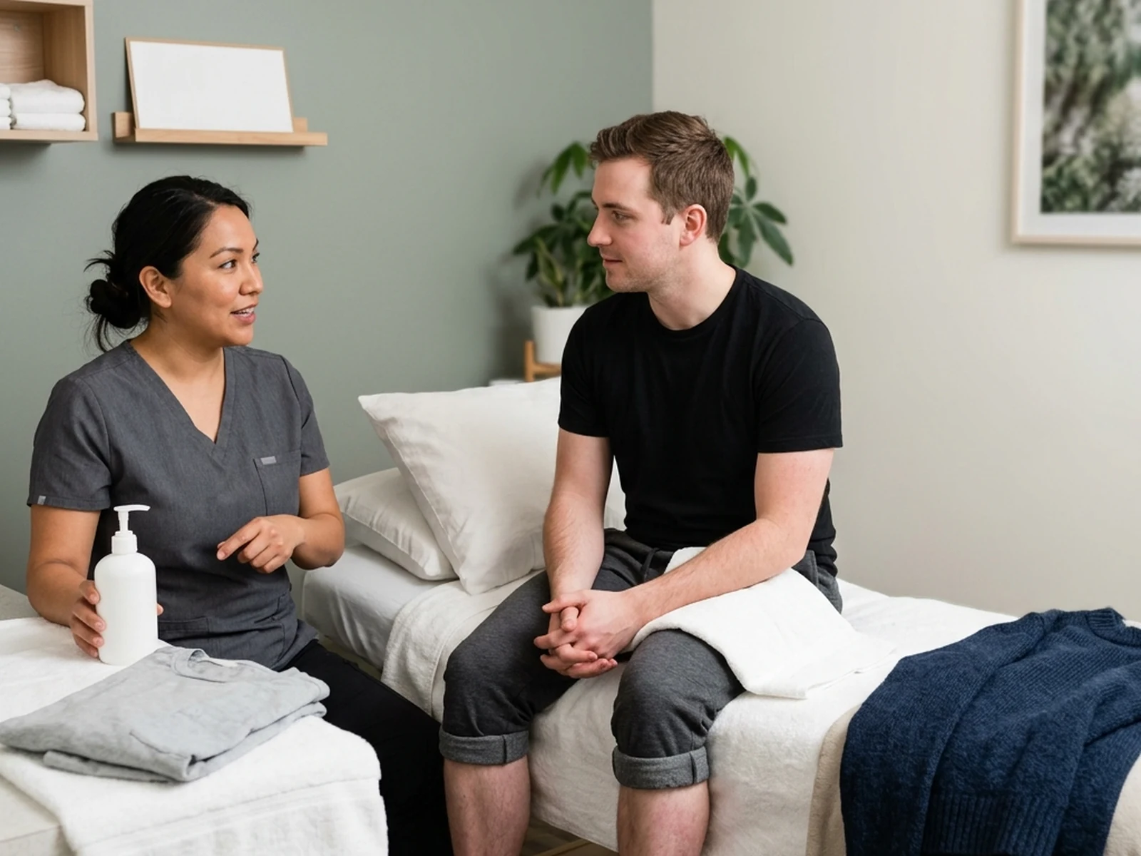 Esthetician explaining waxing aftercare for changing Canadian weather